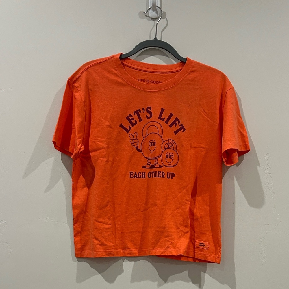 Life Is Good Orange Workout Tee